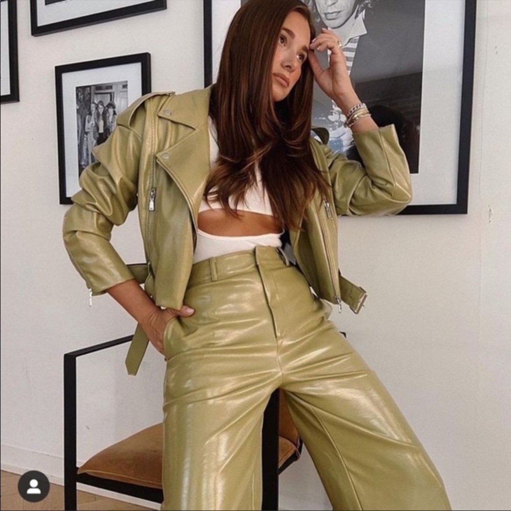 WeWoreWhat Olive Patent Faux-Leather Pants